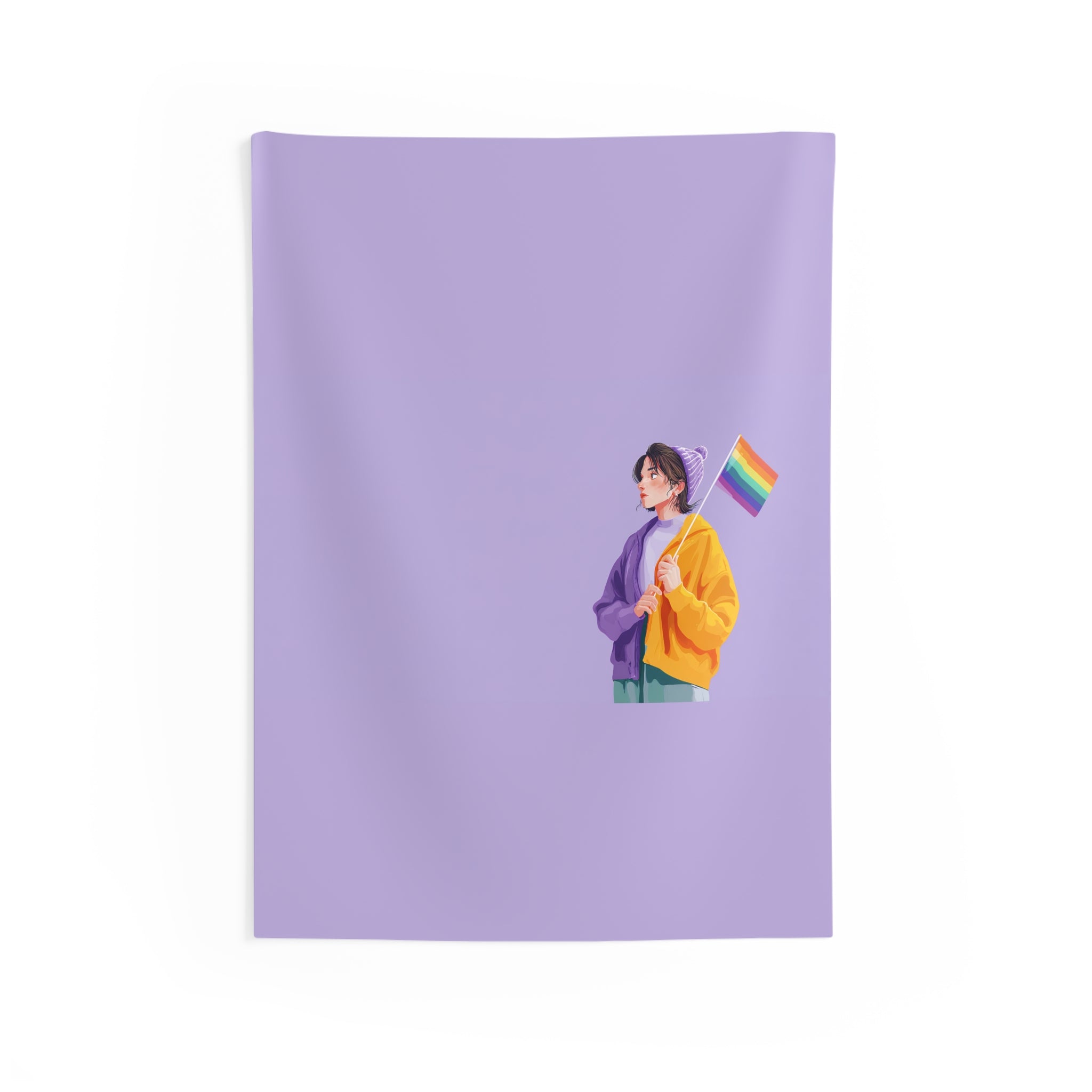 Pride Flag Wall Tapestry — Minimal Lavender LGBT+ Decor