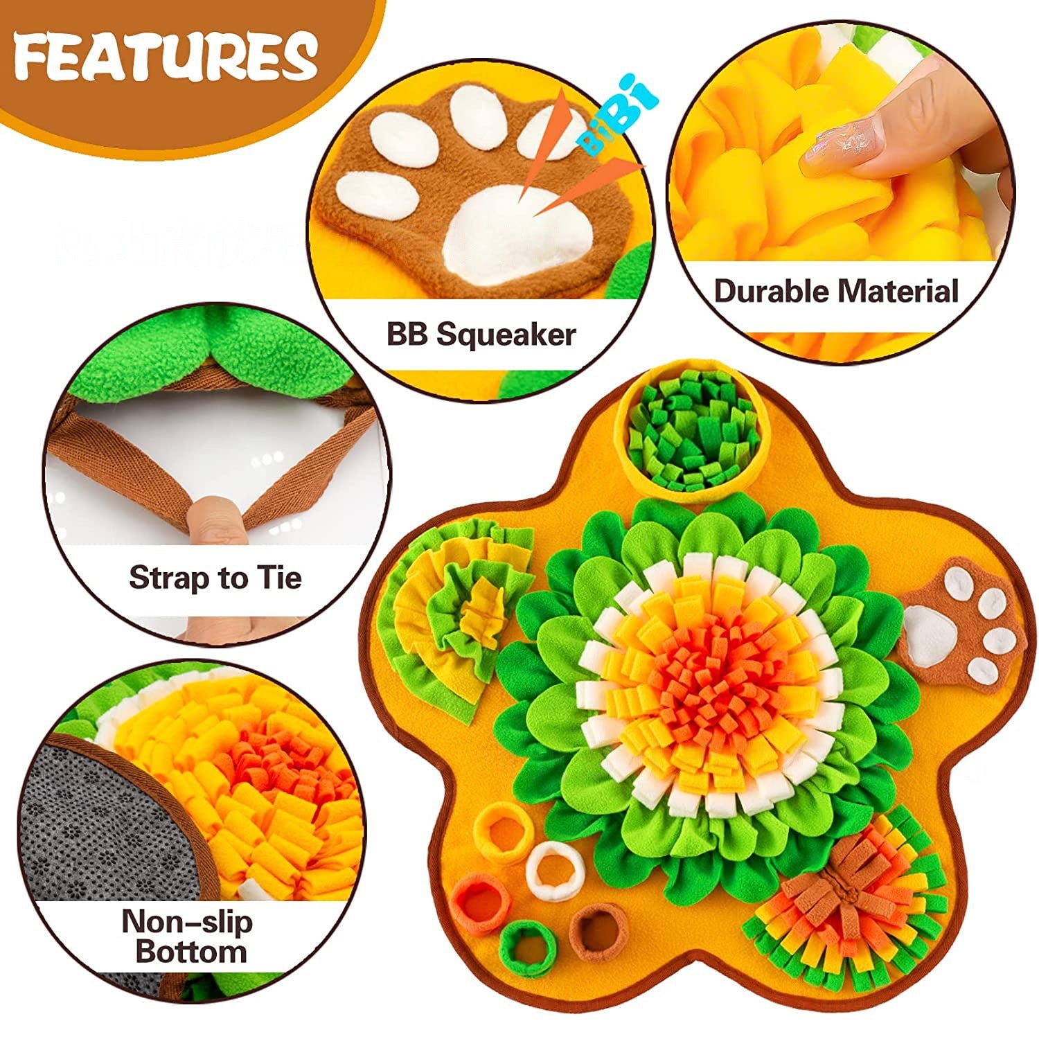 Flower Shaped Pet Sniffing Mat for Dogs Slow Feeder Olfactory Training