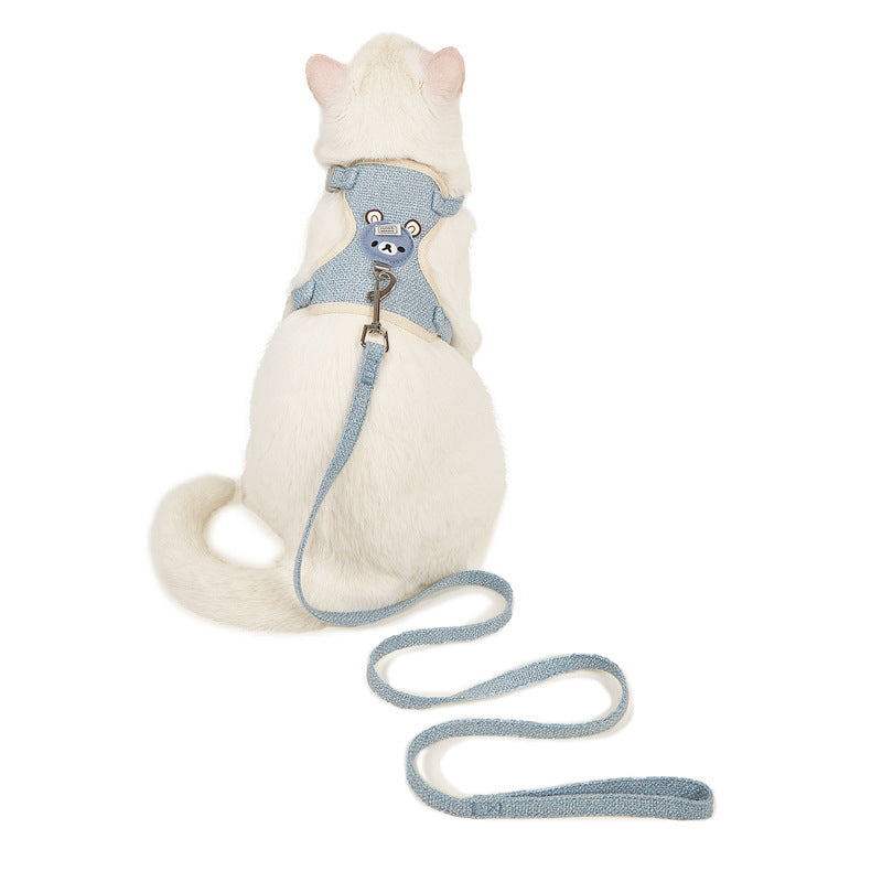 Bear Pet Harness & Leash Set for Small Dogs & Cats ? Breathable Adjustable Vest Harness