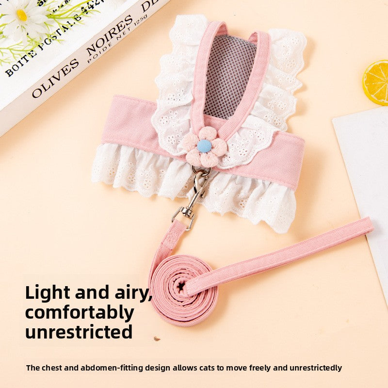 Princess Lace Dog Harness & Leash Set for Small Dogs & Cats